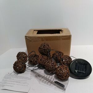 BROWN Vine Ball LED String Lights 10 Count 1 Set Solar Garden New Open Box